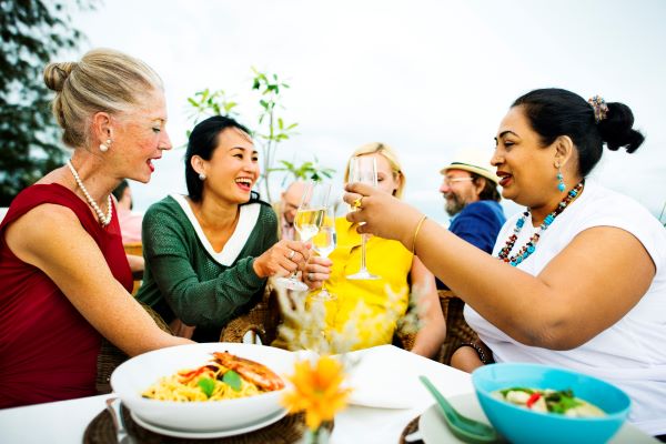 group of women dining out together