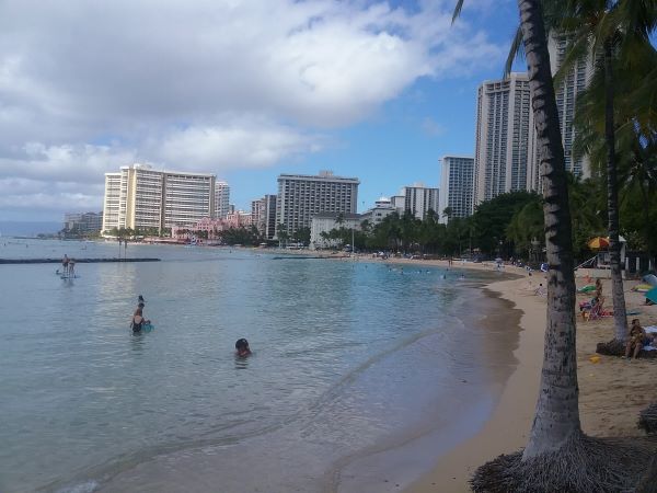 Waikiki Beach on a tranquil Sunday morning