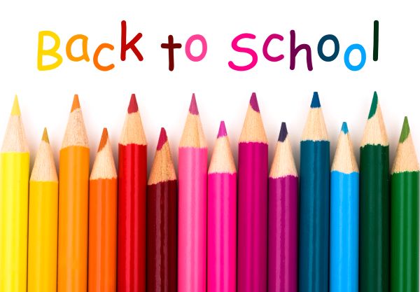 back to school banner with colored pencils