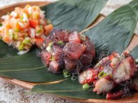 lomilomi salmon, tuna poke, tako poke