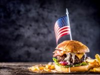 big hamburger and american flag photo