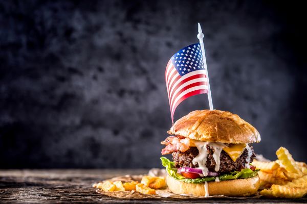 big hamburger and american flag photo