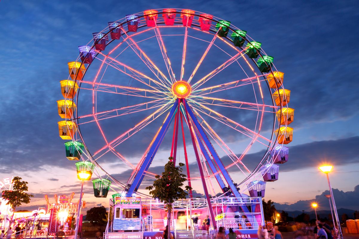 colorful ferris wheel at night