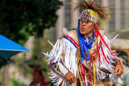 Native American in traditional dress