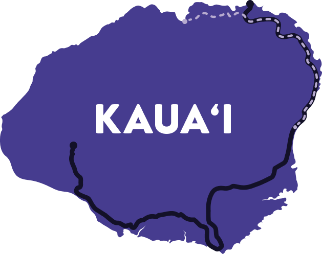 Map Holoholo Challenge 2023 courses on Kauaʻi