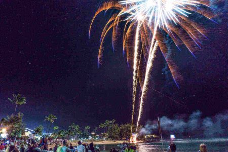 New Years Eve fireworks at Poipu Beach Park