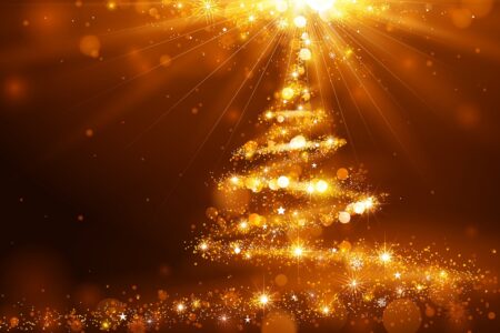 Golden Christmas tree lights