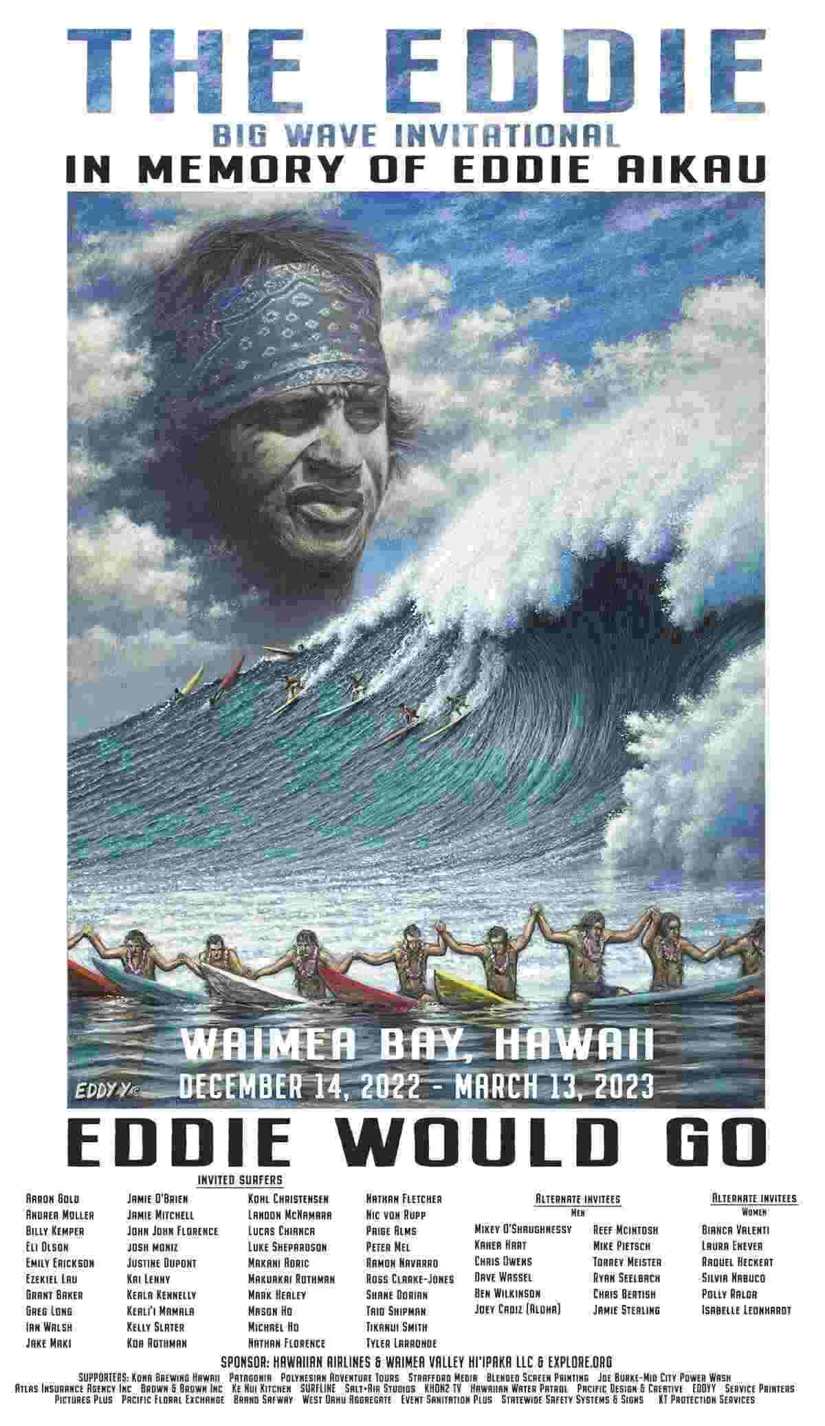 "Eddie Would Go™" invitational big wave surfing at Waimea Bay Hawaiʻi