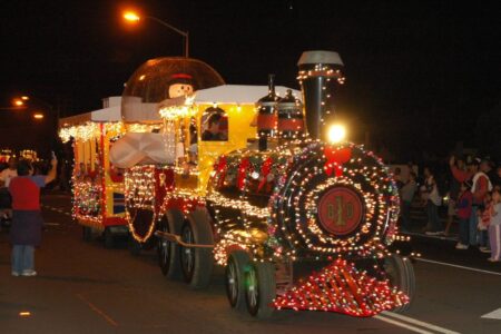 HELCO's magical Big Ben train at Waimea Twilight Christmas Parade